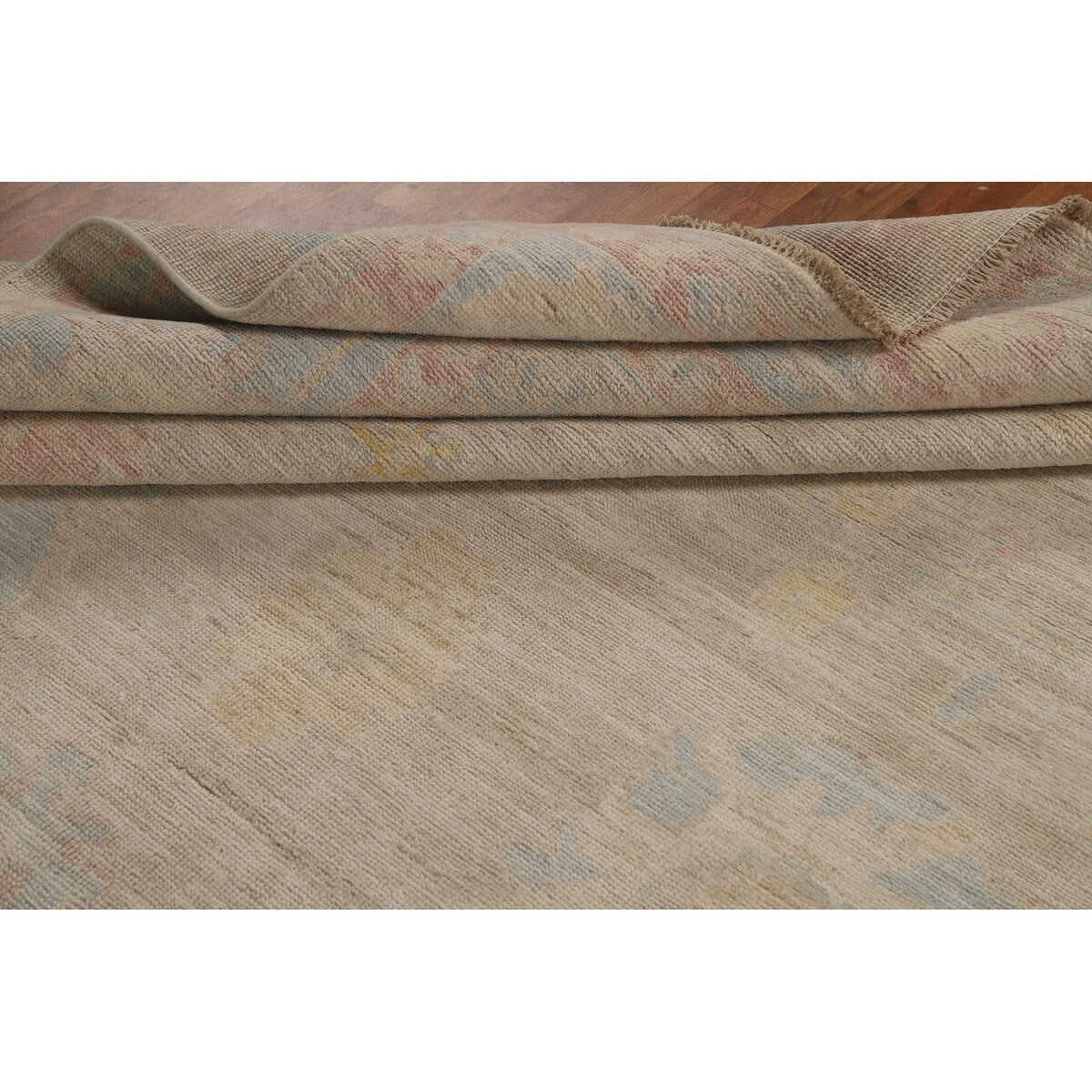 Floral Oushak Turkish Area Rug Handmade Vegetable Dye Wool Carpet - 8'0"x 9'9"