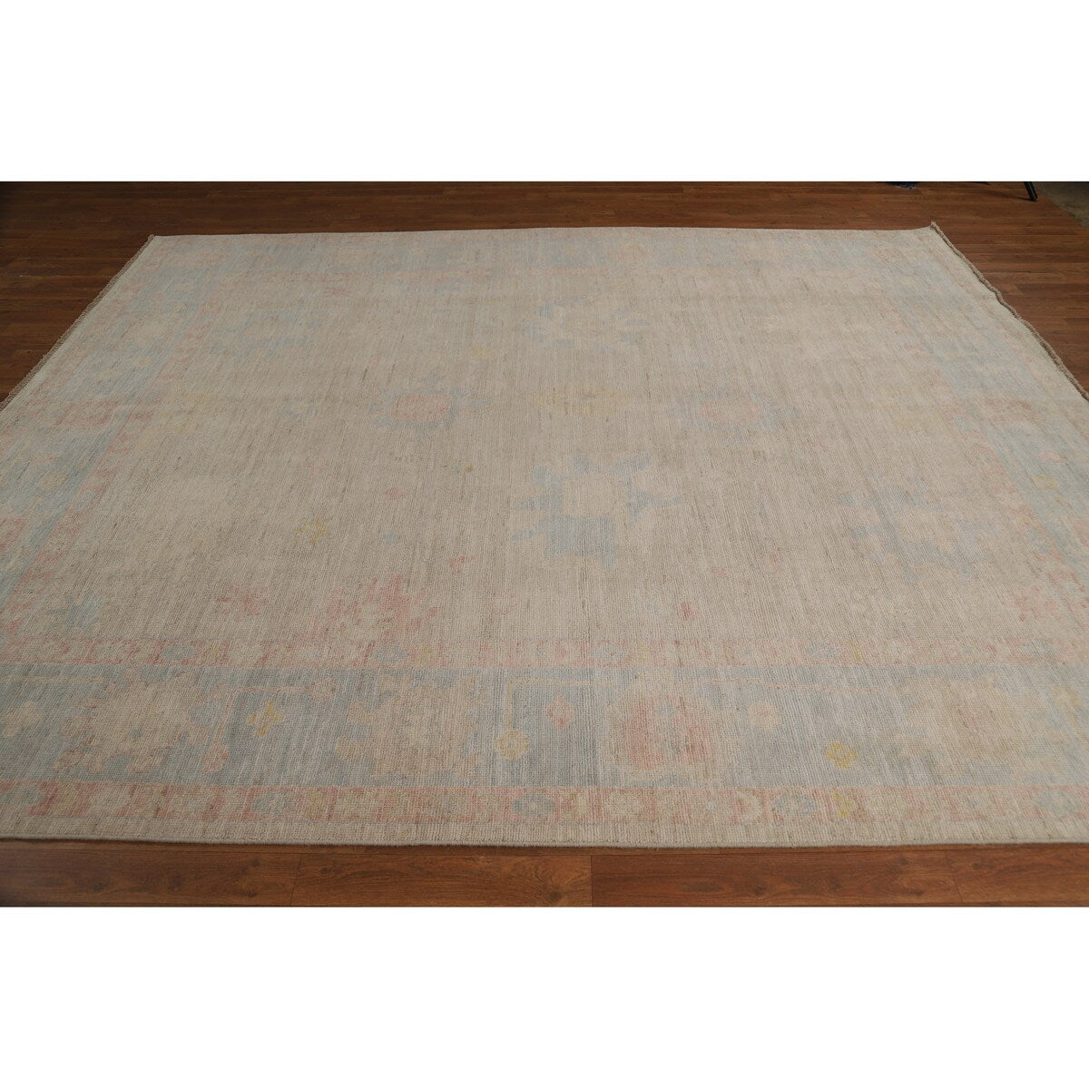Floral Oushak Turkish Area Rug Handmade Vegetable Dye Wool Carpet - 8'0"x 9'9"
