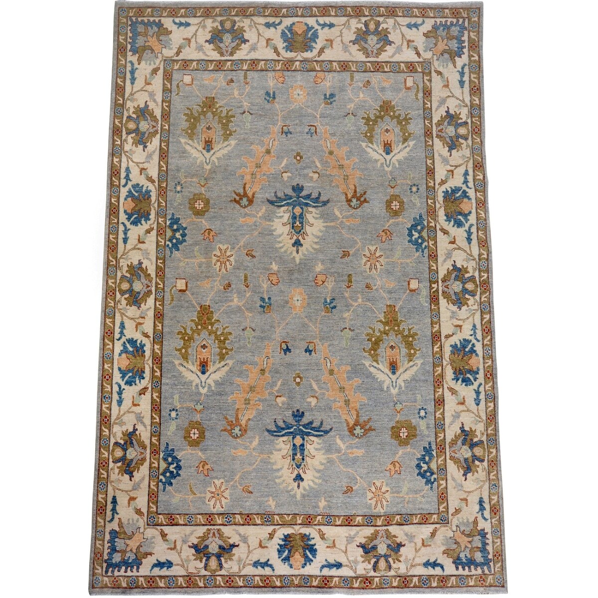 Floral Oushak Turkish Vegetable Dye Living Room Area Rug Handmade - 8'8" x 11'8"