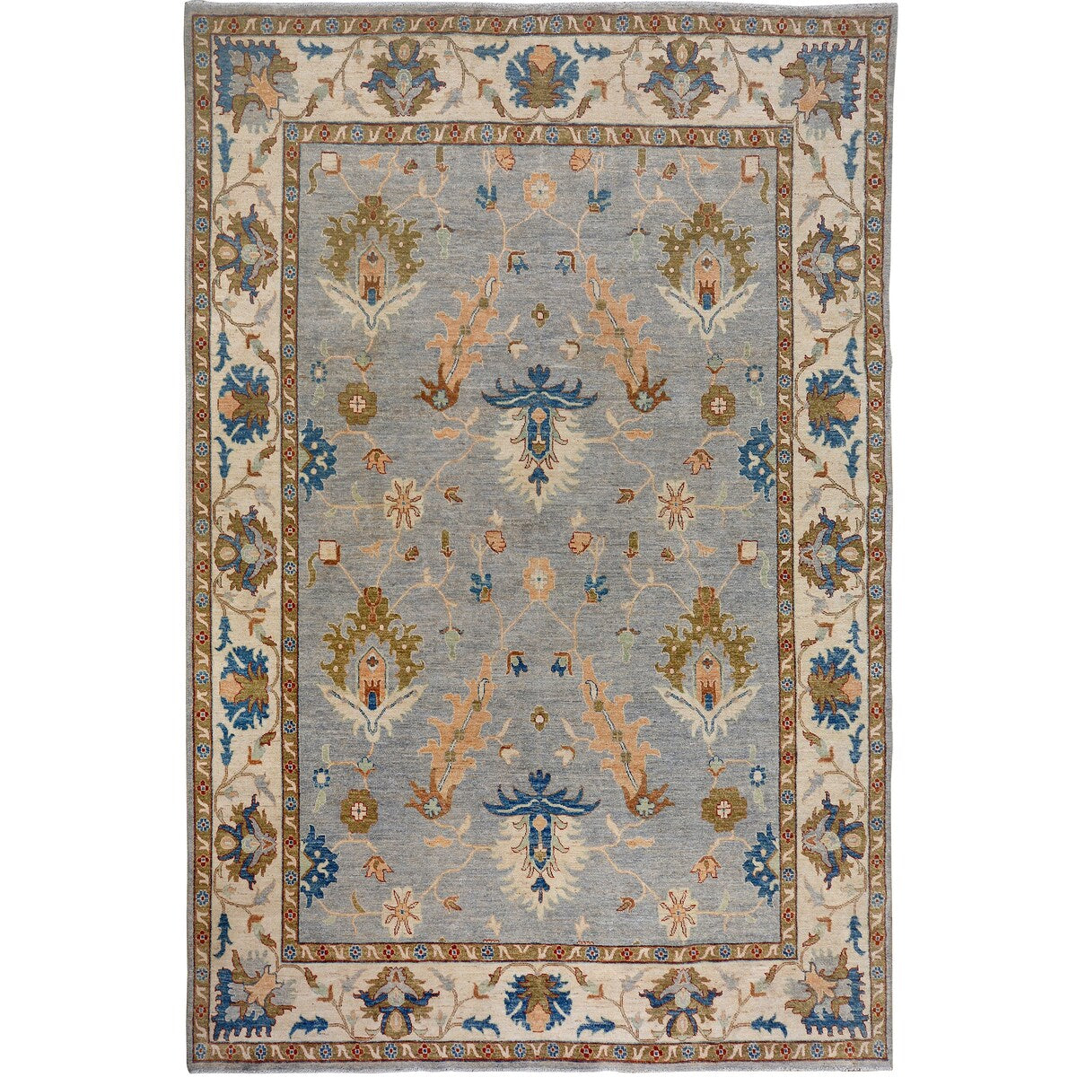 Floral Oushak Turkish Vegetable Dye Living Room Area Rug Handmade - 8'8" x 11'8"