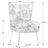 Floral Pattern Modern Accent Chair, Fabric Living Room Chair, Bedroom Chair with Thick Sponge Cushion