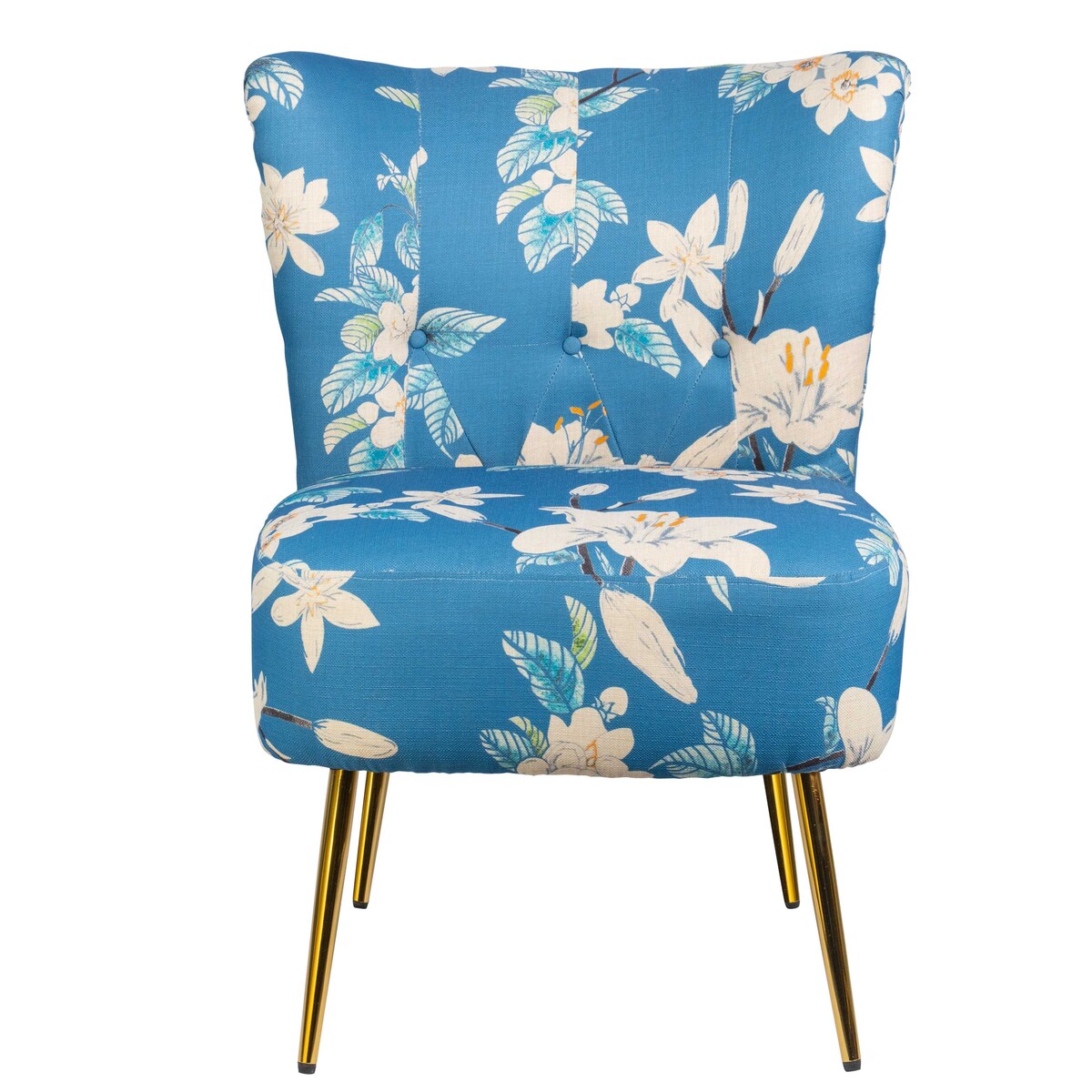 Floral Pattern Modern Accent Chair, Fabric Living Room Chair, Bedroom Chair with Thick Sponge Cushion