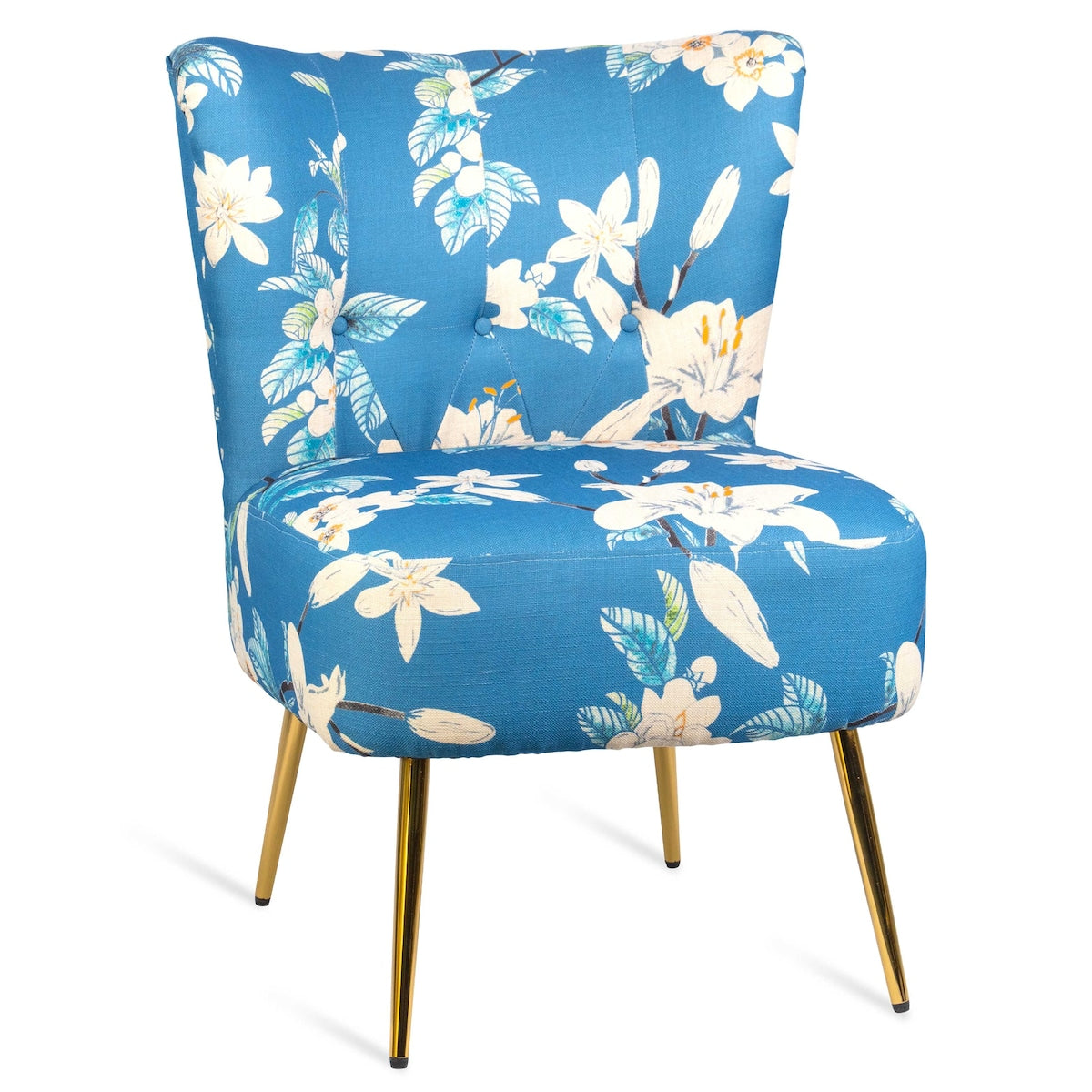 Floral Pattern Modern Accent Chair, Fabric Living Room Chair, Bedroom Chair with Thick Sponge Cushion