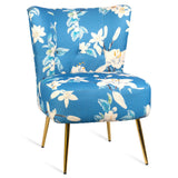 Floral Pattern Modern Accent Chair, Fabric Living Room Chair, Bedroom Chair with Thick Sponge Cushion