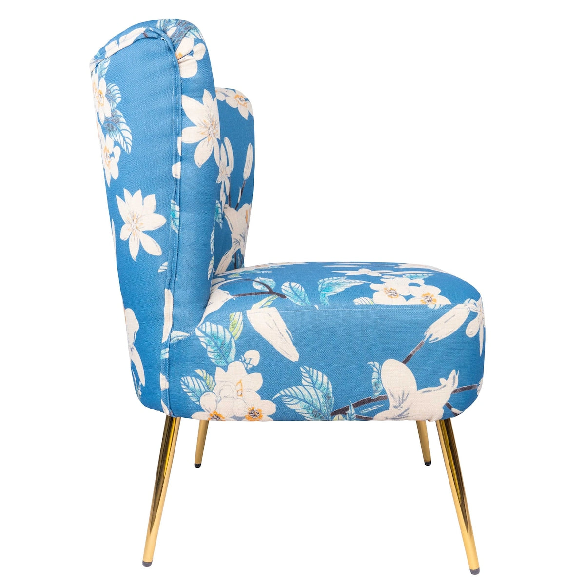 Floral Pattern Modern Accent Chair, Fabric Living Room Chair, Bedroom Chair with Thick Sponge Cushion