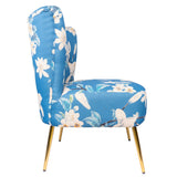 Floral Pattern Modern Accent Chair, Fabric Living Room Chair, Bedroom Chair with Thick Sponge Cushion