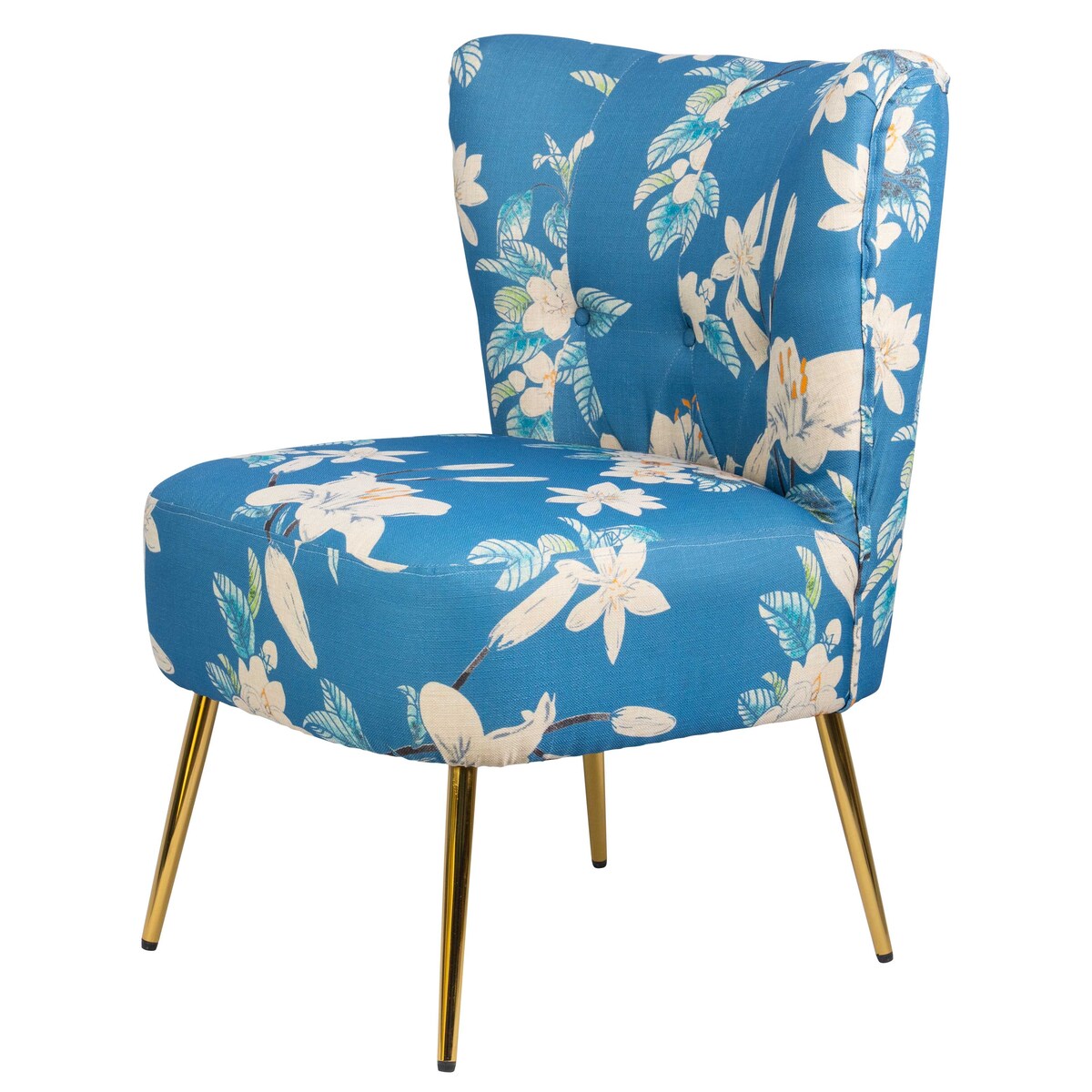 Floral Pattern Modern Accent Chair, Fabric Living Room Chair, Bedroom Chair with Thick Sponge Cushion