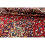 Floral Red/Navy Kashan Persian Area Rug Handmade Traditional Carpet - 6'5" x 9'10"