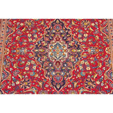 Floral Red/Navy Kashan Persian Area Rug Handmade Traditional Carpet - 6'5" x 9'10"