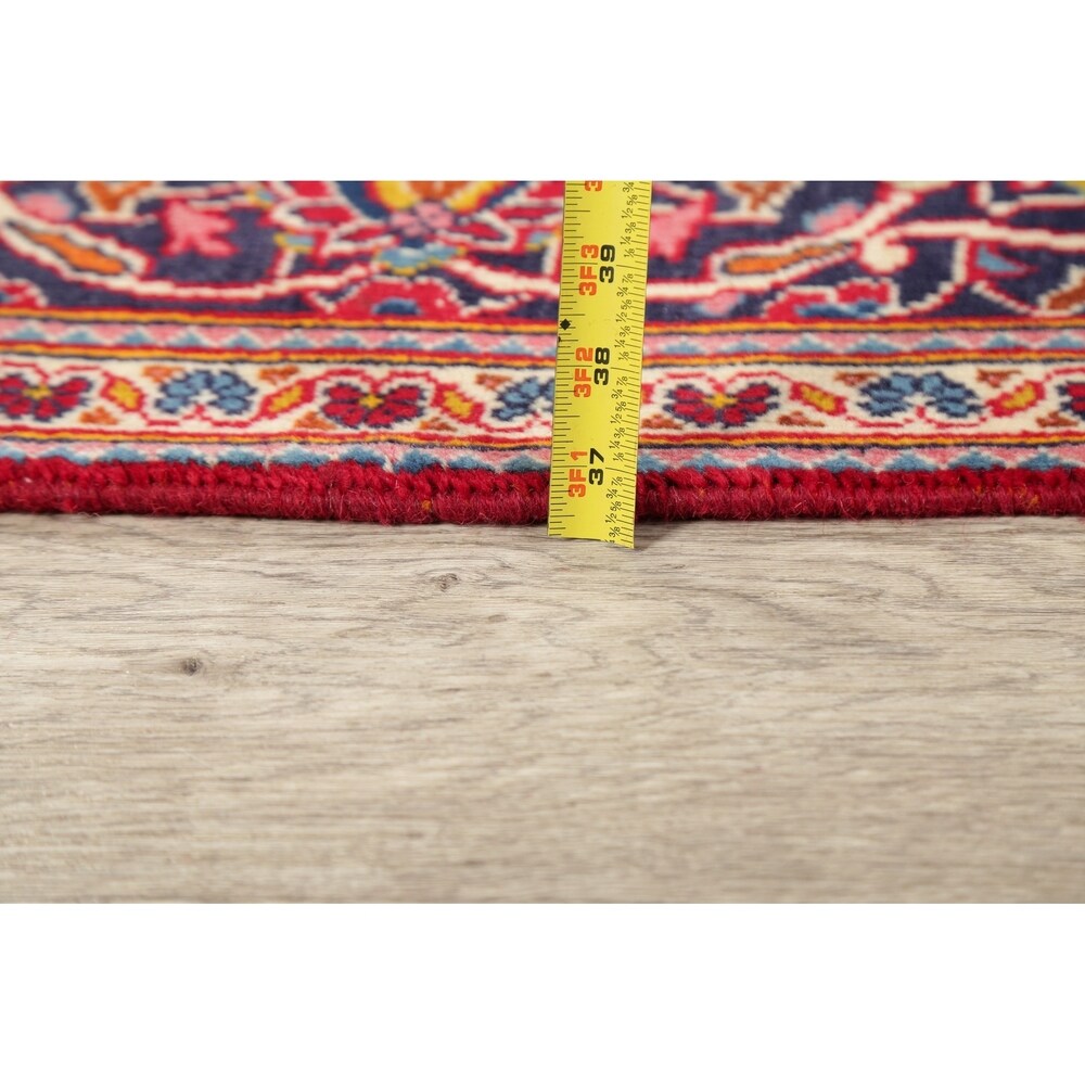 Floral Red/Navy Kashan Persian Area Rug Handmade Traditional Carpet - 6'5" x 9'10"