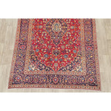 Floral Red/Navy Kashan Persian Area Rug Handmade Traditional Carpet - 6'5" x 9'10"