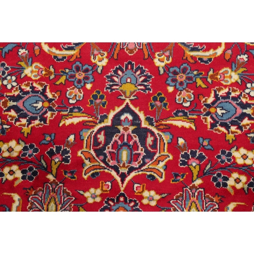 Floral Red/Navy Kashan Persian Area Rug Handmade Traditional Carpet - 6'5" x 9'10"
