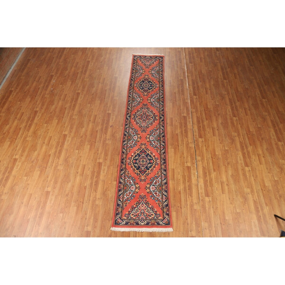 Floral Sarouk Persian Runner Rug Hand-Knotted Wool Carpet - 2'5"x 12'1"