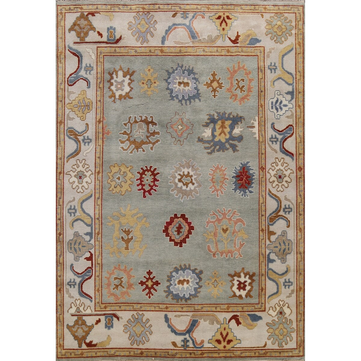 Floral Traditional Oushak Oriental Area Rug Hand-knotted Wool Carpet - 8'2" x 9'8"