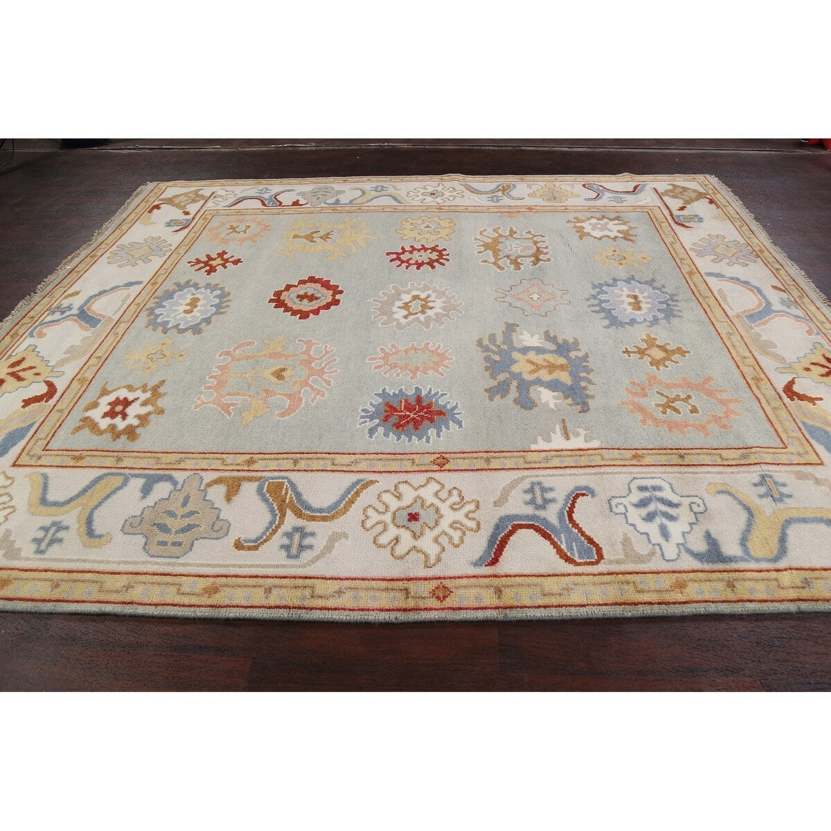 Floral Traditional Oushak Oriental Area Rug Hand-knotted Wool Carpet - 8'2" x 9'8"