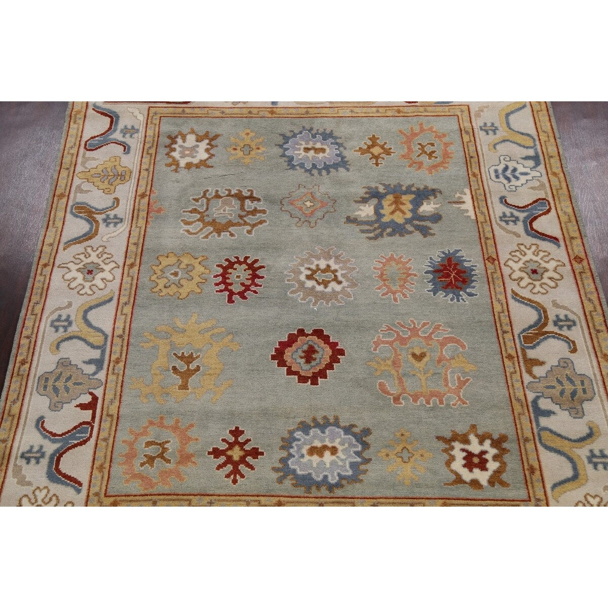 Floral Traditional Oushak Oriental Area Rug Hand-knotted Wool Carpet - 8'2" x 9'8"