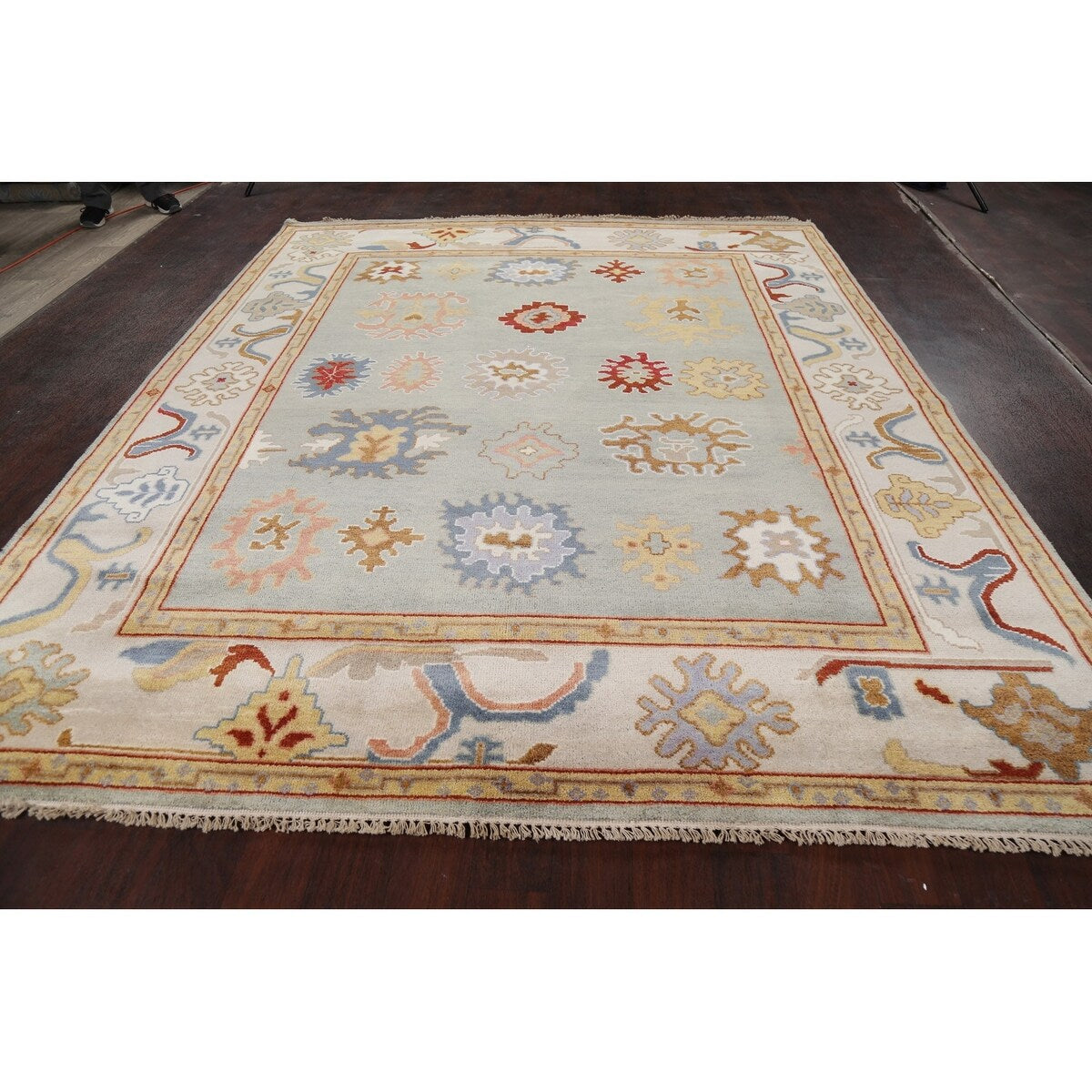 Floral Traditional Oushak Oriental Area Rug Hand-knotted Wool Carpet - 8'2" x 9'8"