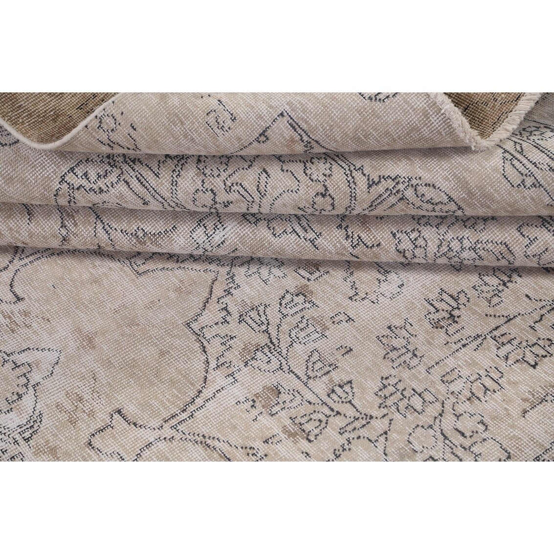 Floral Vintage Distressed Oriental Living Room Area Rug Wool Handmade - 8'7" x 11'11"