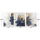 Floral & Botanical Inspired Set of 3 Framed Panels Wall Art - Multi-Color