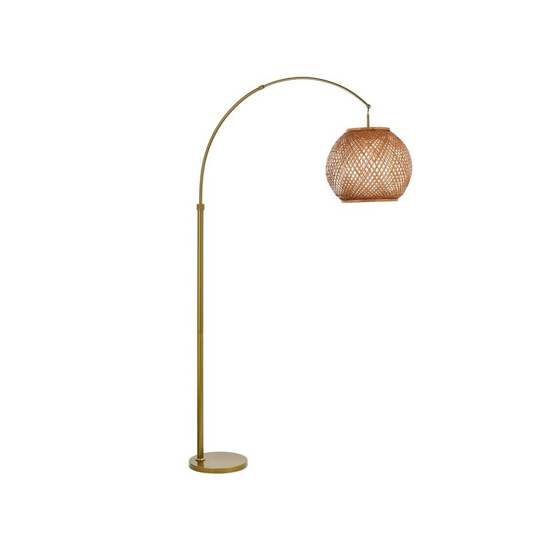 Flos rattan round shade floor lamp in brass - Exact Size