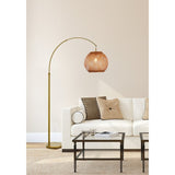 Flos rattan round shade floor lamp in brass - Exact Size