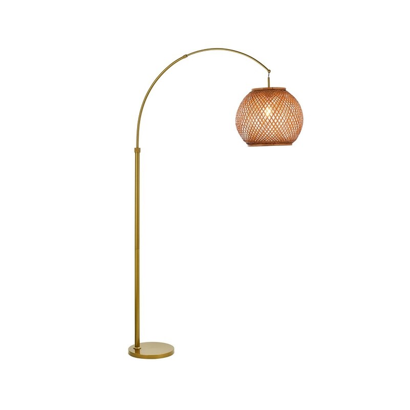 Flos rattan round shade floor lamp in brass - Exact Size