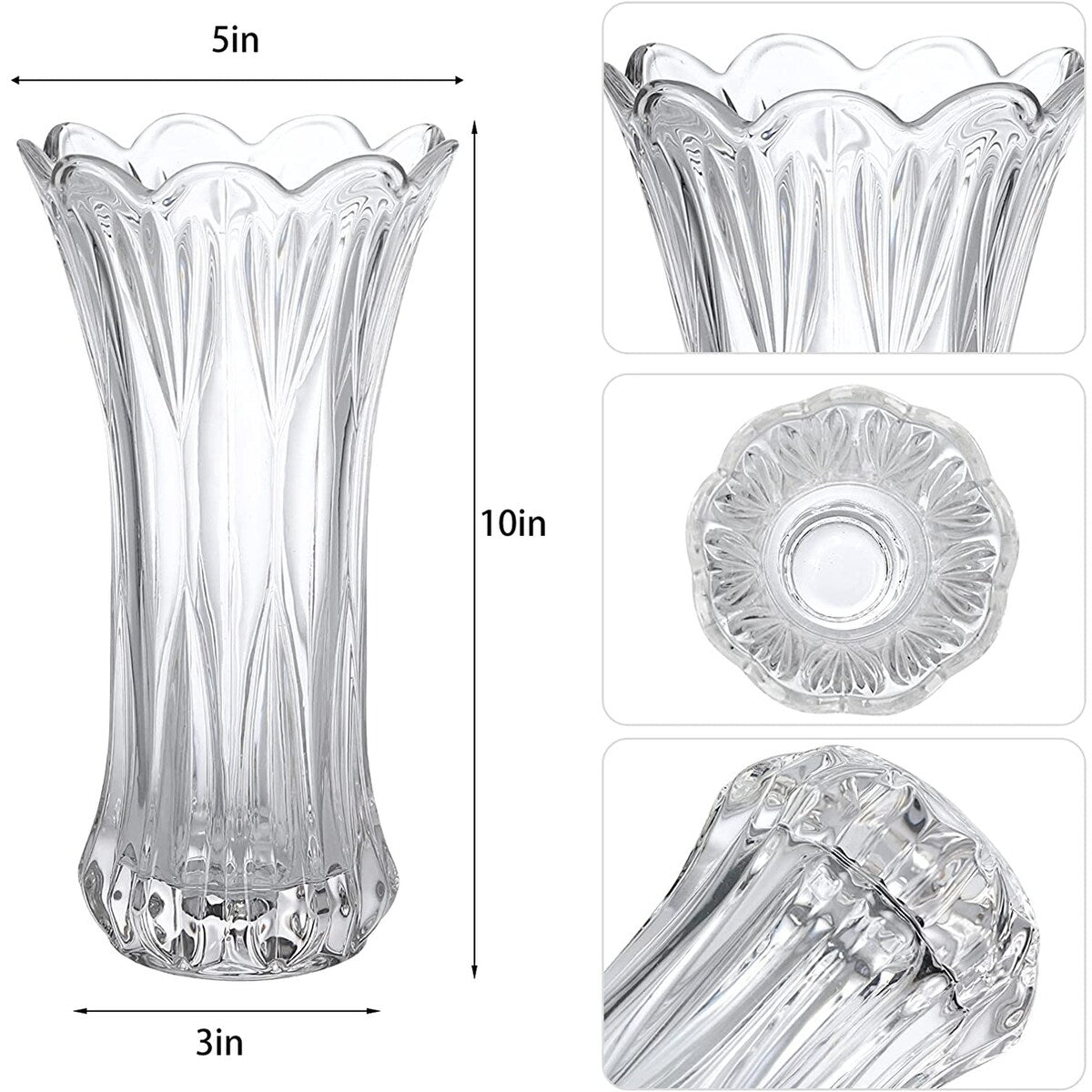 Flower Glass Vase Tall Transparent for Indoor Decor Wedding
