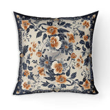 Flower Hub Broadcloth Pillow With Removable Cover in Orange Indigo