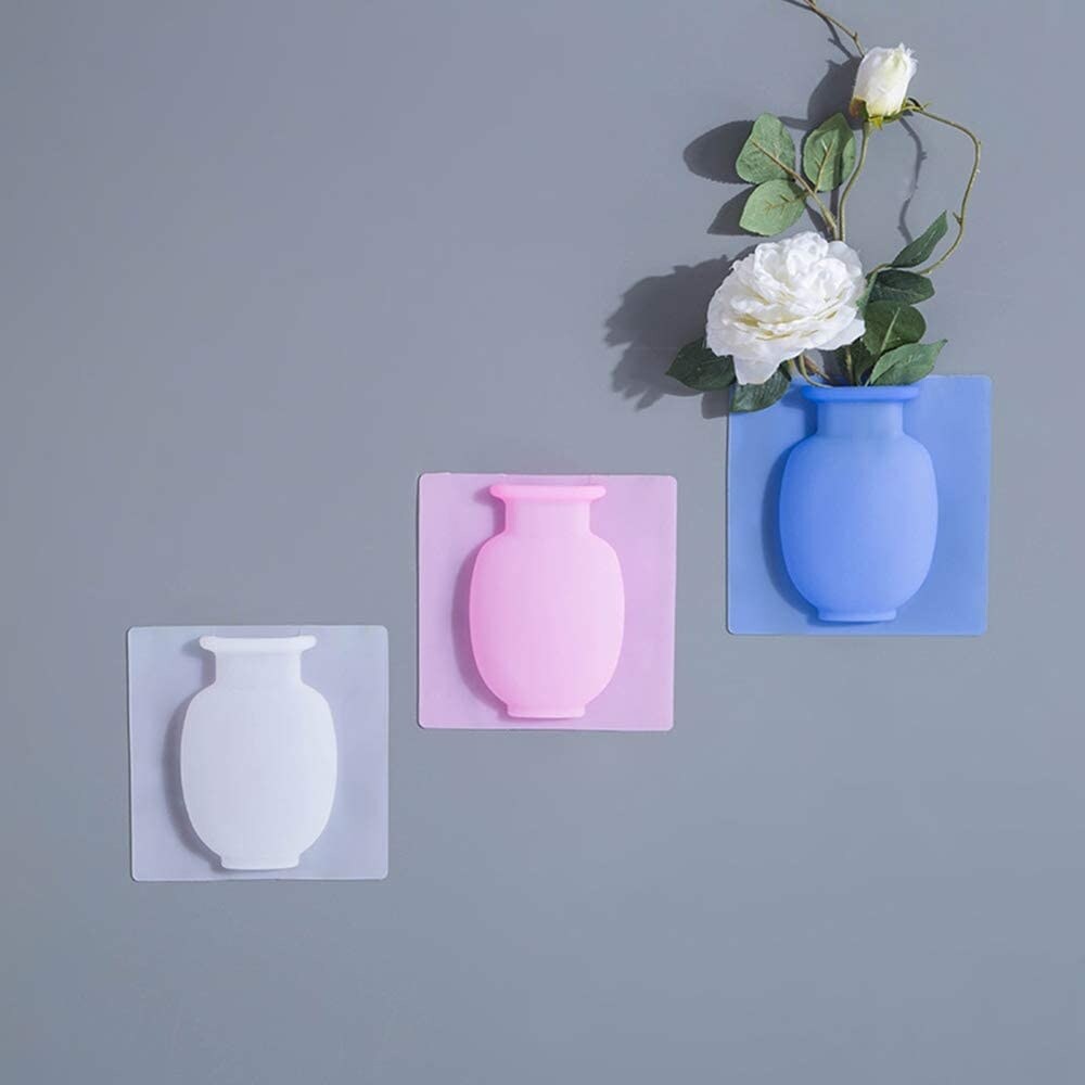 Flower Pot Silicone Sticky Vase 3PCs Hanging Wall-Mounted