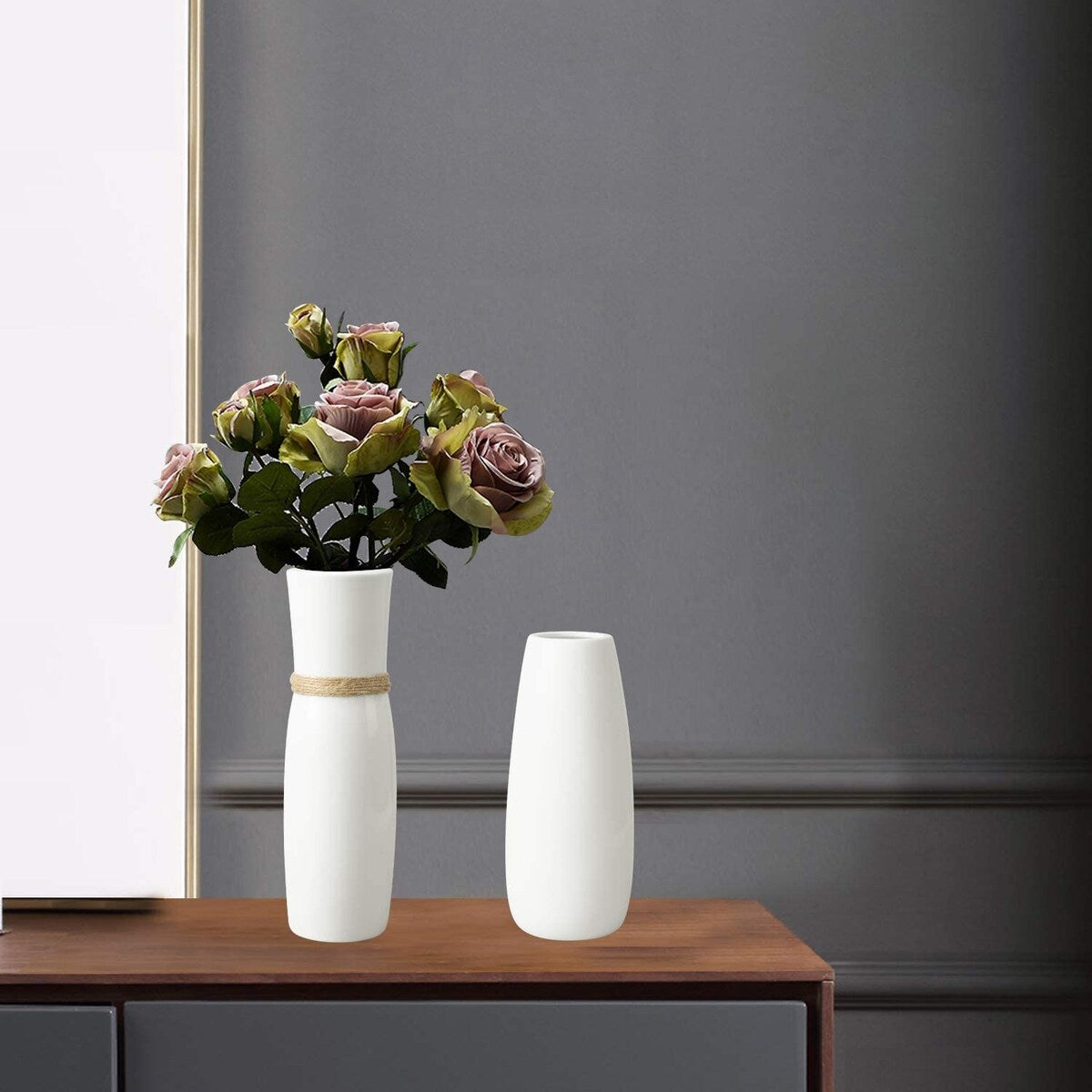 Flower Vase with differing Rope for Home Décor - Set of 2