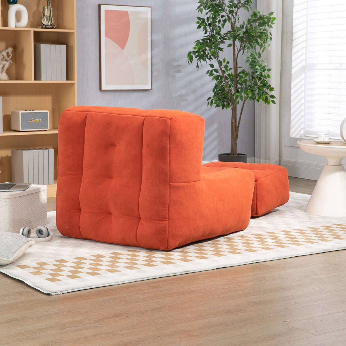 Fluffy Bean Bag Chair Lazy Sofa Chair with Memory Foam and Ottoman,Multi-scene Use