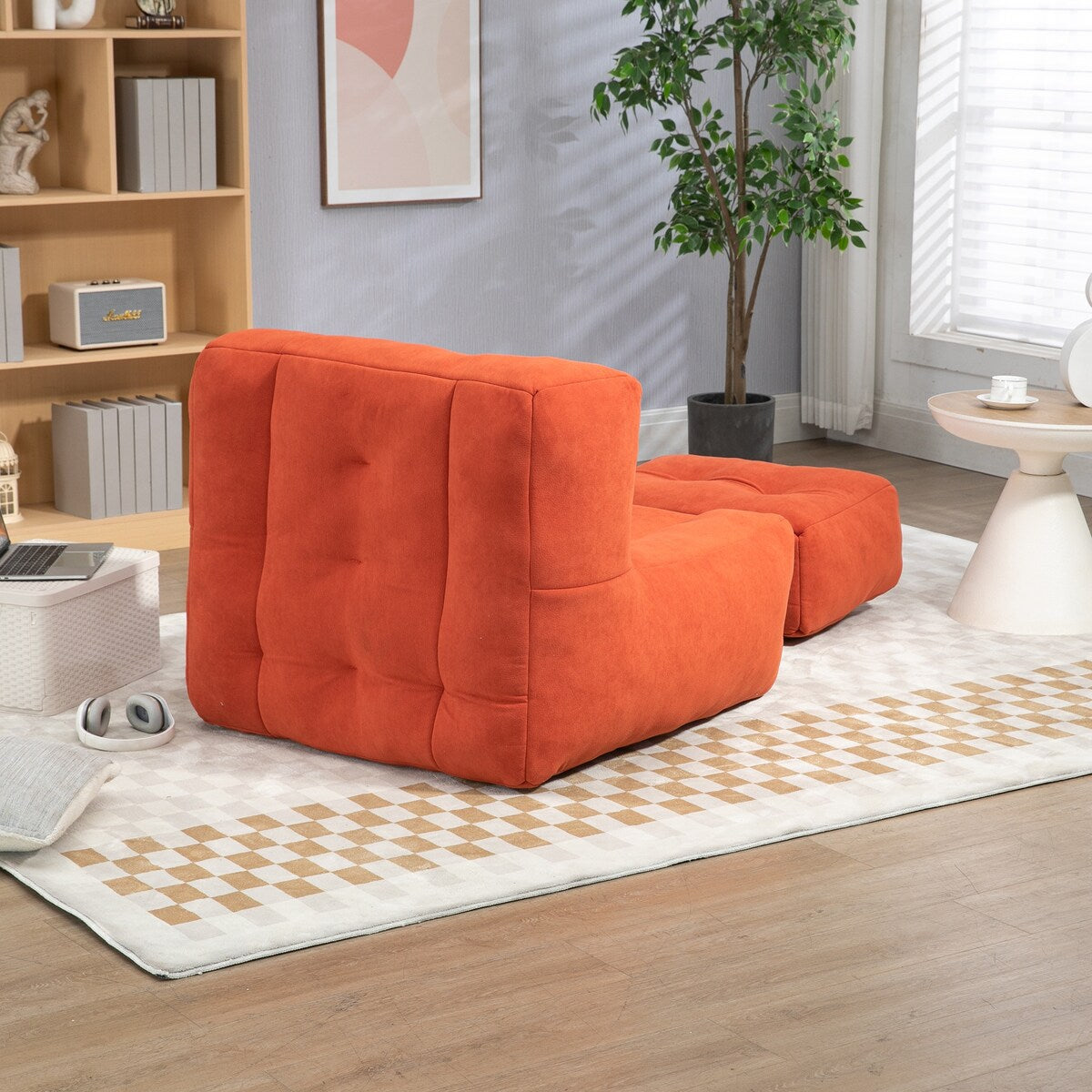Fluffy Bean Bag Chair Lazy Sofa Chair with Memory Foam and Ottoman,Multi-scene Use