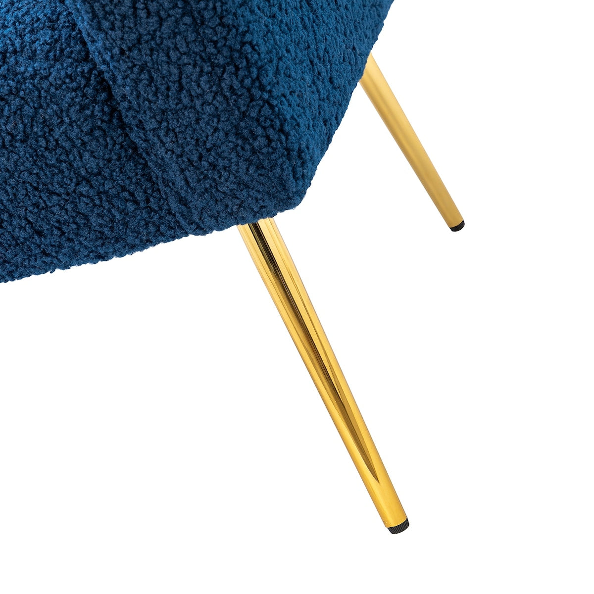 Fluffy Look Barrel Chair Polyester Fabric Padded Seat Arm Chairs with Metal Legs