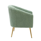 Fluffy Look Barrel Chair Polyester Fabric Padded Seat Arm Chairs with Metal Legs