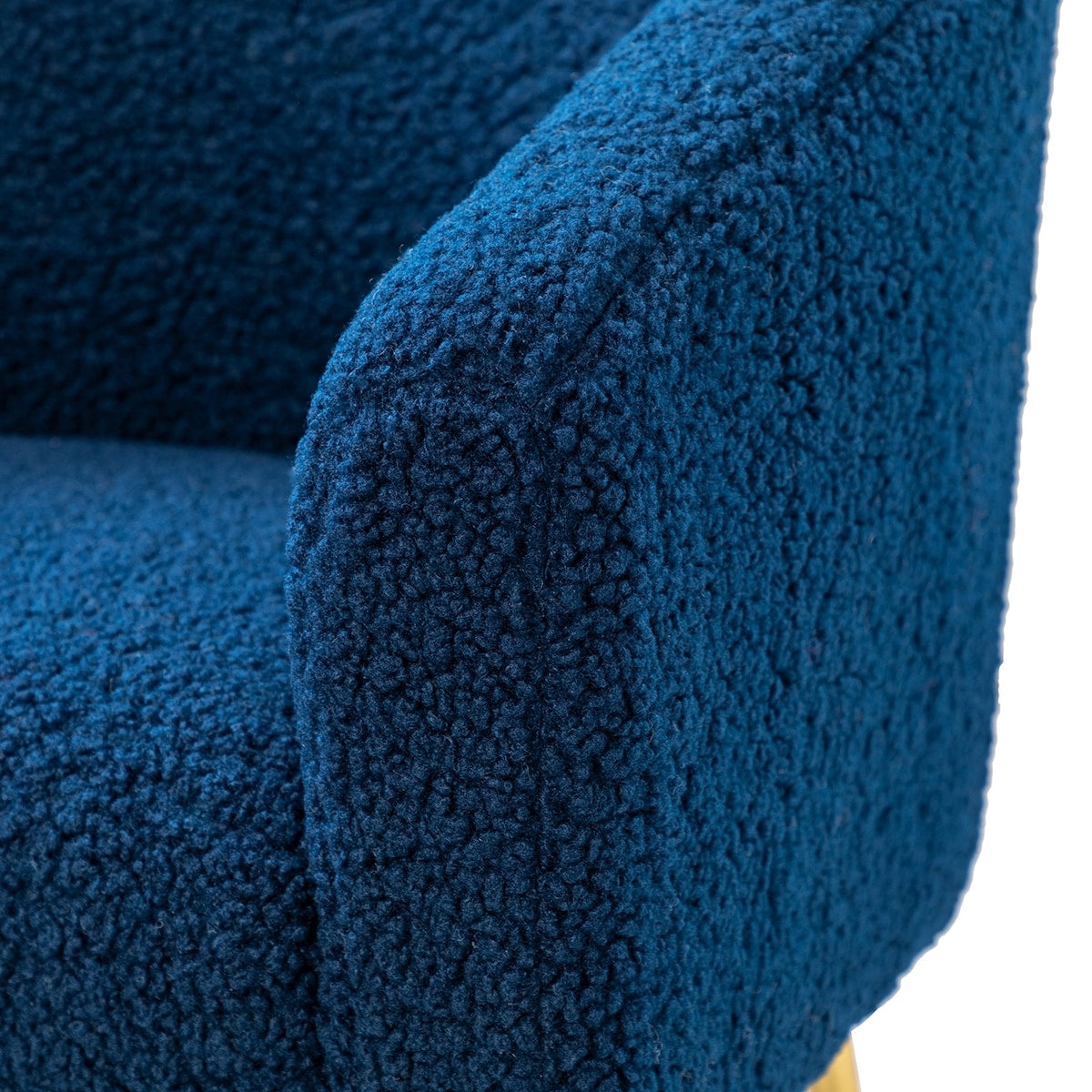 Fluffy Look Barrel Chair Polyester Fabric Padded Seat Arm Chairs with Metal Legs