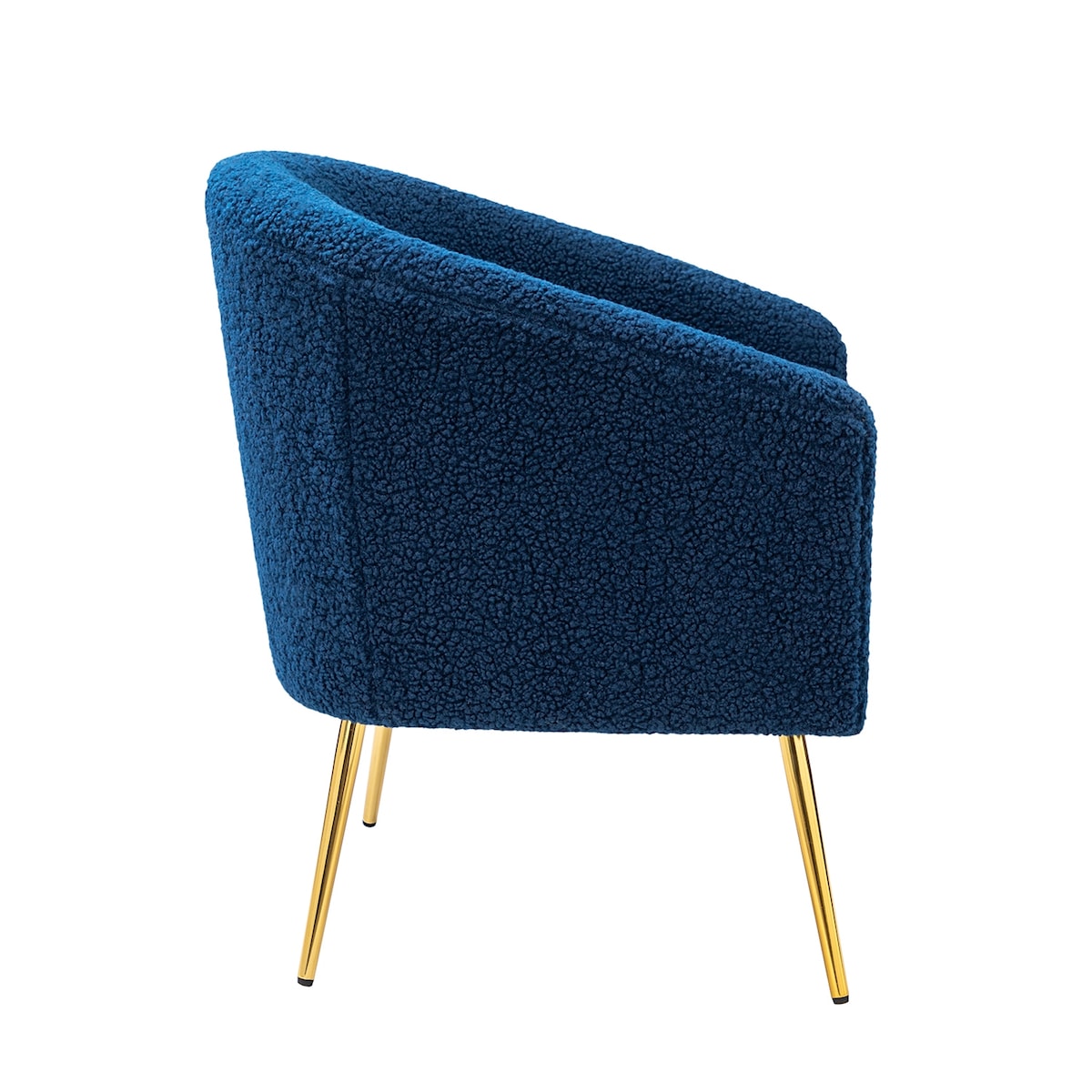 Fluffy Look Barrel Chair Polyester Fabric Padded Seat Arm Chairs with Metal Legs