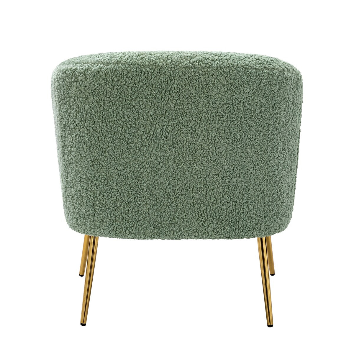 Fluffy Look Barrel Chair Polyester Fabric Padded Seat Arm Chairs with Metal Legs