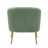 Fluffy Look Barrel Chair Polyester Fabric Padded Seat Arm Chairs with Metal Legs