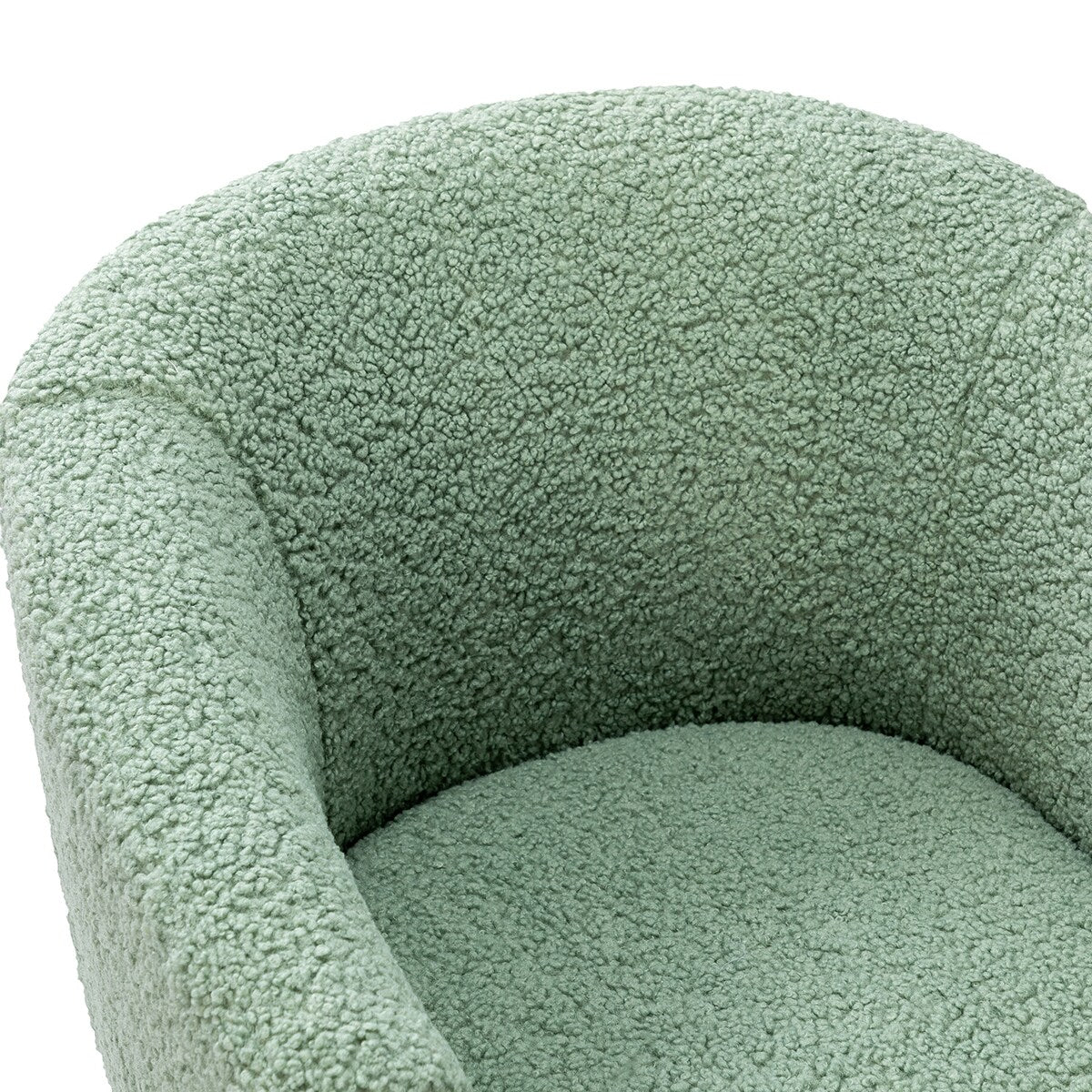 Fluffy Look Barrel Chair Polyester Fabric Padded Seat Arm Chairs with Metal Legs