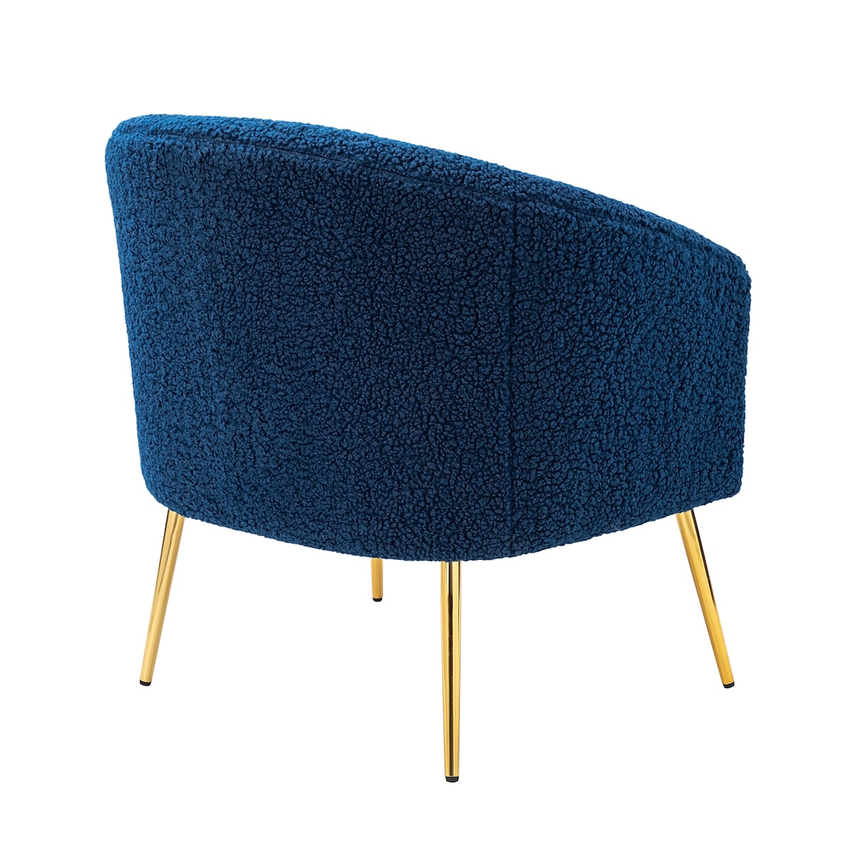 Fluffy Look Barrel Chair Polyester Fabric Padded Seat Arm Chairs with Metal Legs