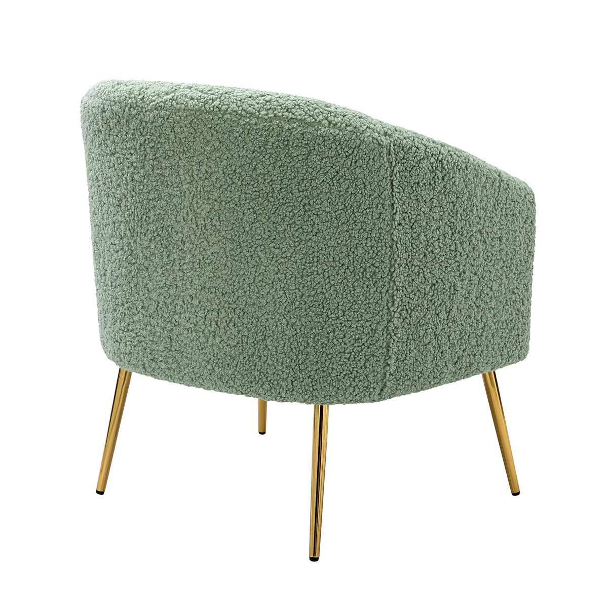 Fluffy Look Barrel Chair Polyester Fabric Padded Seat Arm Chairs with Metal Legs