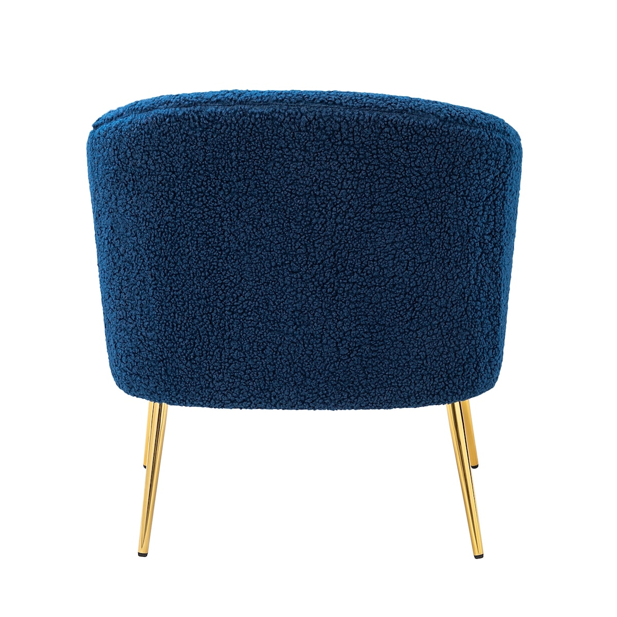 Fluffy Look Barrel Chair Polyester Fabric Padded Seat Arm Chairs with Metal Legs