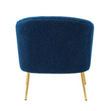 Fluffy Look Barrel Chair Polyester Fabric Padded Seat Arm Chairs with Metal Legs