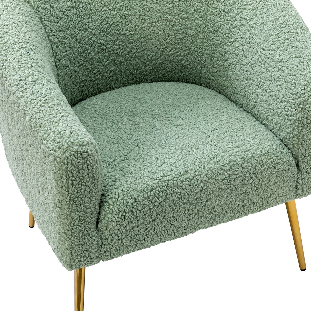Fluffy Look Barrel Chair Polyester Fabric Padded Seat Arm Chairs with Metal Legs