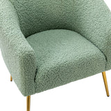 Fluffy Look Barrel Chair Polyester Fabric Padded Seat Arm Chairs with Metal Legs