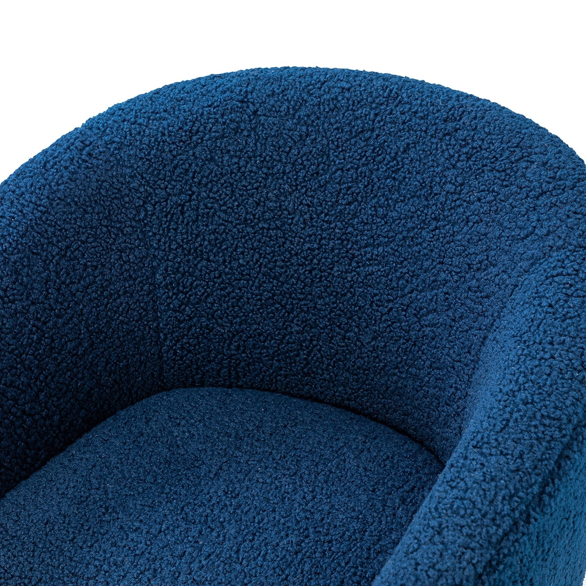 Fluffy Look Barrel Chair Polyester Fabric Padded Seat Arm Chairs with Metal Legs