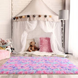 Fluffy Rainbow Nursery Rugs for Girls Kids Play Room Mats