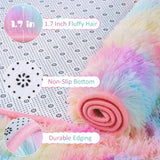 Fluffy Rainbow Nursery Rugs for Girls Kids Play Room Mats