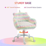 Fluffy Unicorn Office Chair with Wheels, Adjustable Height, Rainbow