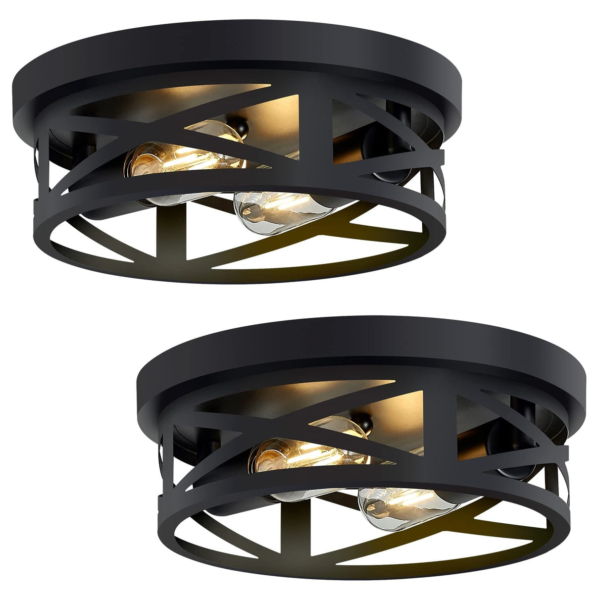 Flush Mount Ceiling Light Fixture,Black 2-Light Hallway Light Fixtures Ceiling,Light Fixtures Ceiling Mount(2 Pack)
